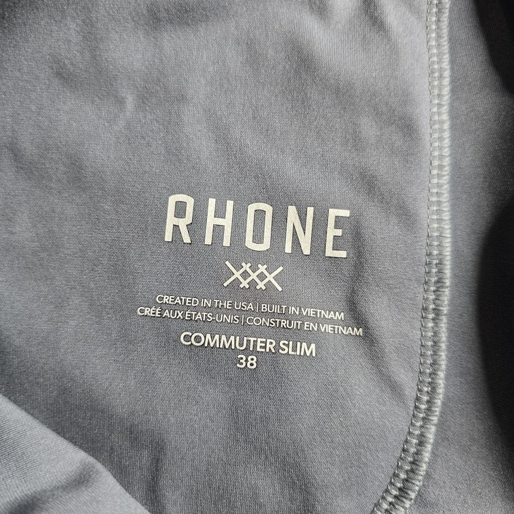 Rhone Commuter Classic Pants Mens 38x32 Gray Blue Slim Fit Straight  Zip Pocket